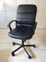 Bürostuhl schwarz Lederoptik höhenverstellbar mit Rollen