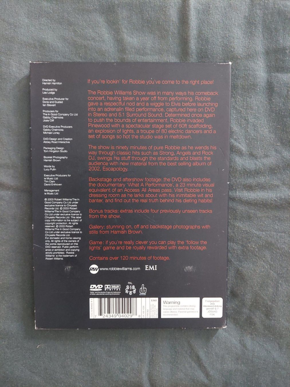 Tous les DVDs: DVD Robbie Williams Show EO 2003 TBE – D'occasion à Genève par Blu_BD 1