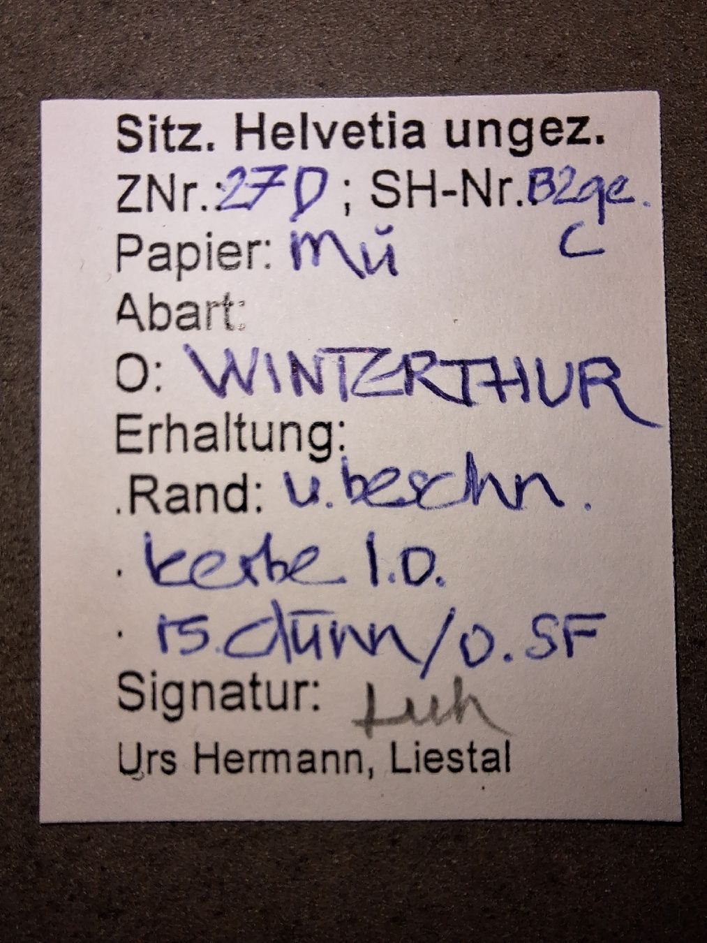 Tutti i francobolli: Strubel 27D Winterthur mit Befund – Usato da Balgach venduto da SIMEON27 1