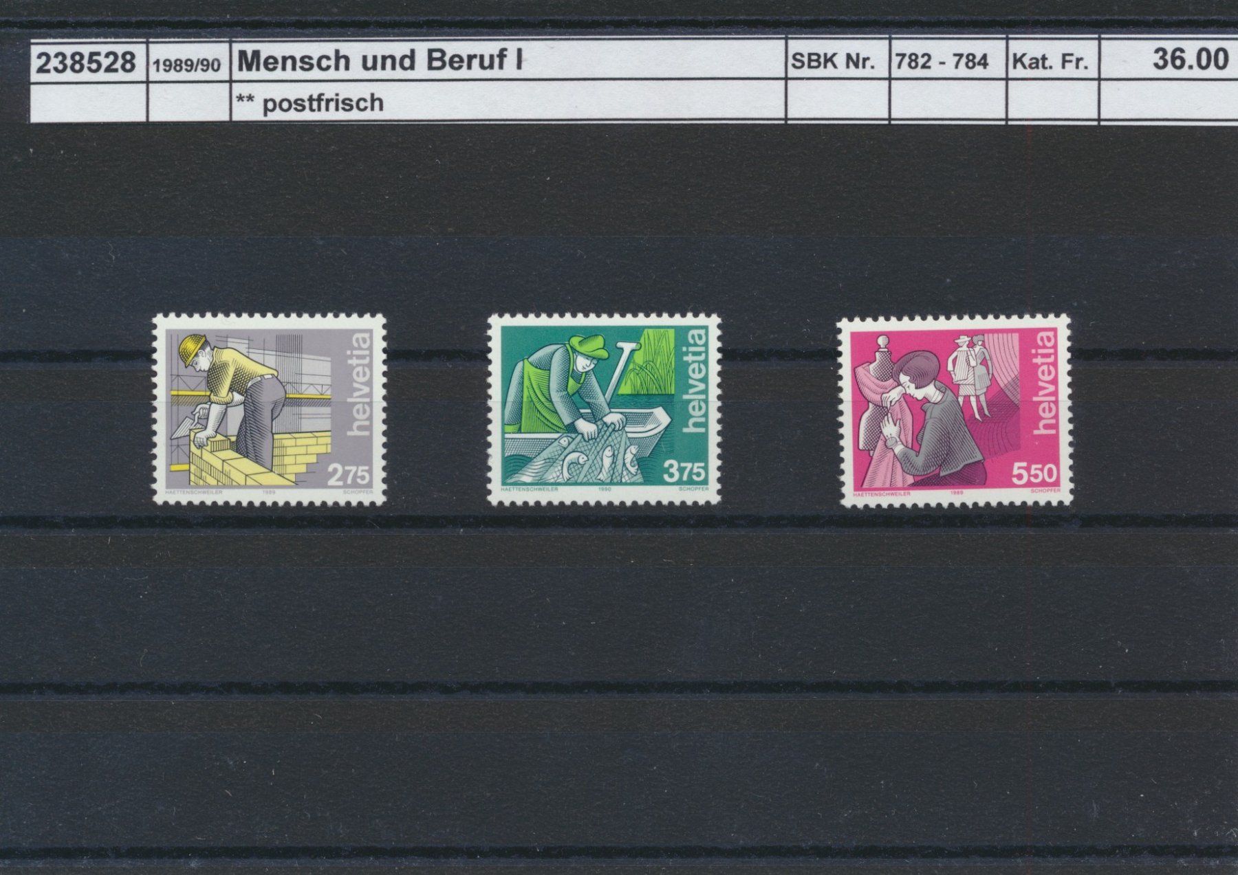 Tous les timbres: 1989/90 "Mensch und Beruf I", ** postfrisch – Neuf (Voir description) à Winterthur par Zupogeru