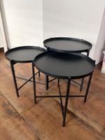3er Set Beistelltische schwarz Metall rund guter Zustand