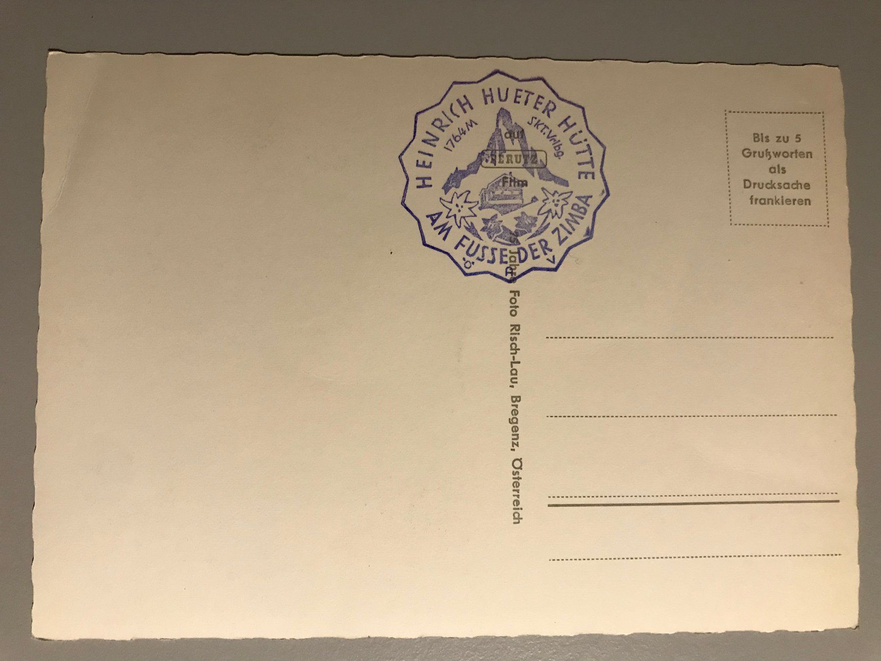 Ansichtskarten: Postkarte Heinrich Hueter Hütte – Neu (gemäss Beschreibung) aus Abtwil SG von mutts1 1