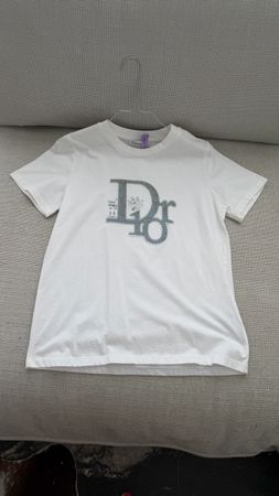 White Dior T-Shirt with Sequins - Size S Summer Fashion!