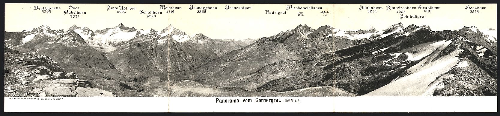 Ansichtskarten: Klapp-AK Gornergrat, Panorama mit Ober G – Gebraucht aus Berlin von bartko-reher