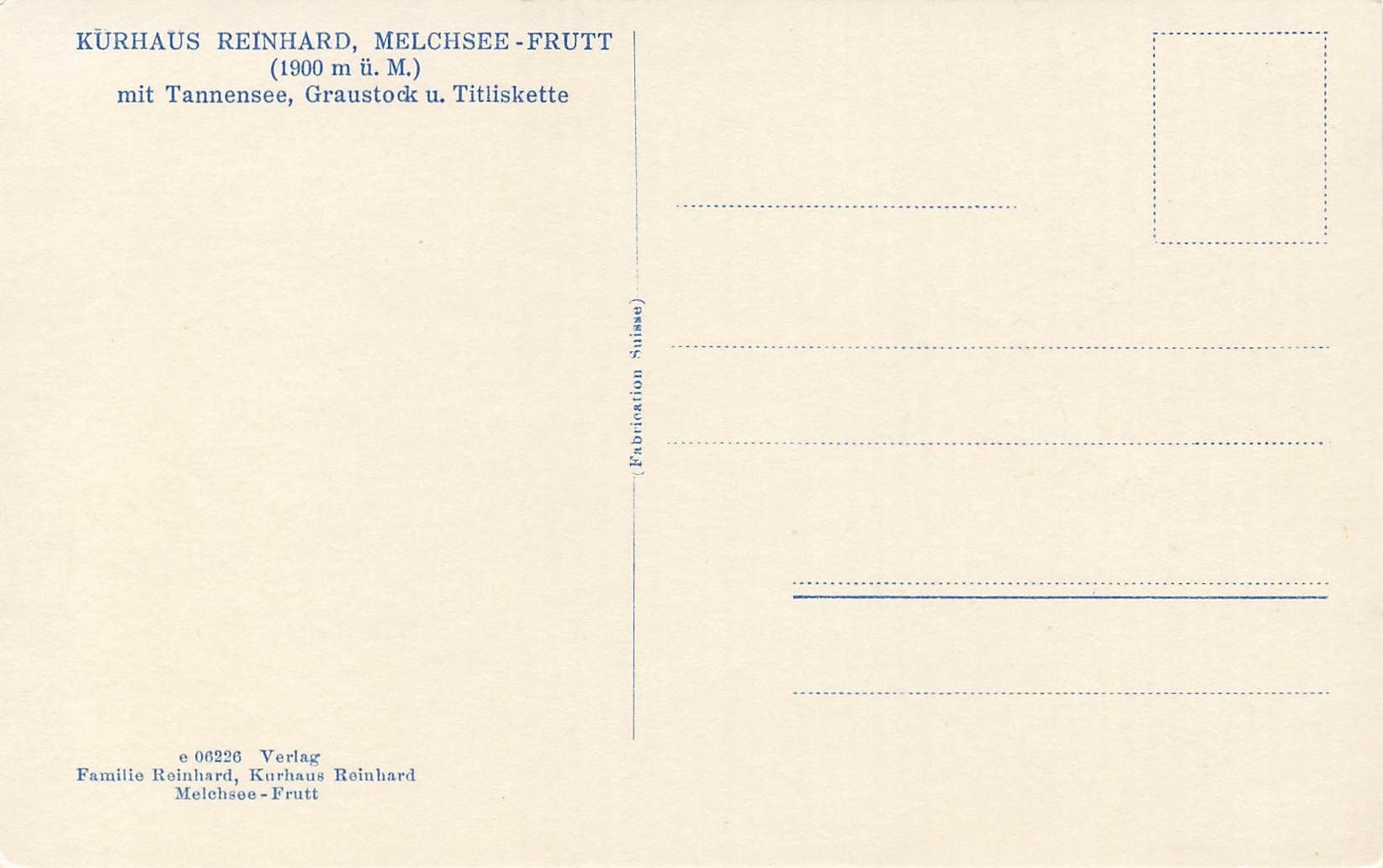 Cartoline postali: Kurhaus Reinhard melchsee frutt – Usato da Biasca venduto da Blenio71 1