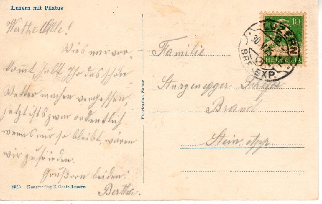 Cartoline postali: Luzern 1925 - mit Rasierklingenstempel – Usato da Wolhusen venduto da Curver9 1
