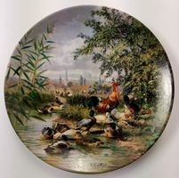 Porzellan Sammelteller "Enten & Hühner am Dorfteich" 1989