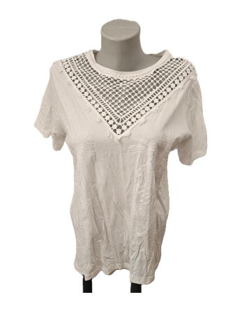 Weisses T-shirt Desigual Gr. M (L) mit Spitze / Stickerei