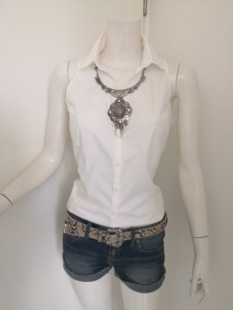 🤩MANGO ÄRMELLOSE BLUSE WEISS & KRAGEN