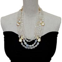 Mondstein Weiss Perlen Kette Collier Perle Pierre de lune