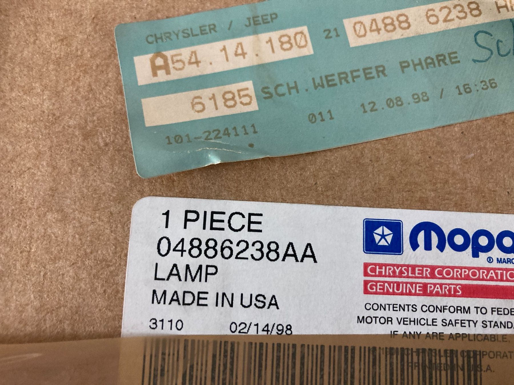 Chrysler Scheinwerfer: Rechter Scheinwerfer CHRYSLER NEON 04886238AA – Neu und originalverpackt aus Cham von WB2223 4
