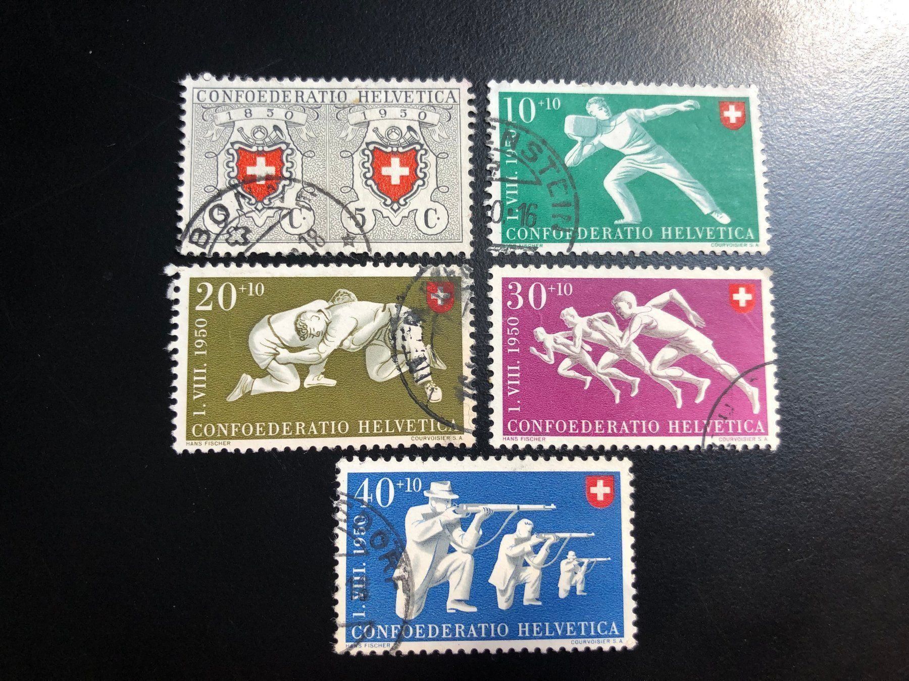 Alle Briefmarken: 5 timbres oblitérés Pro Patria 1950 – Gebraucht aus Charmey (Gruyère) von Rolando6
