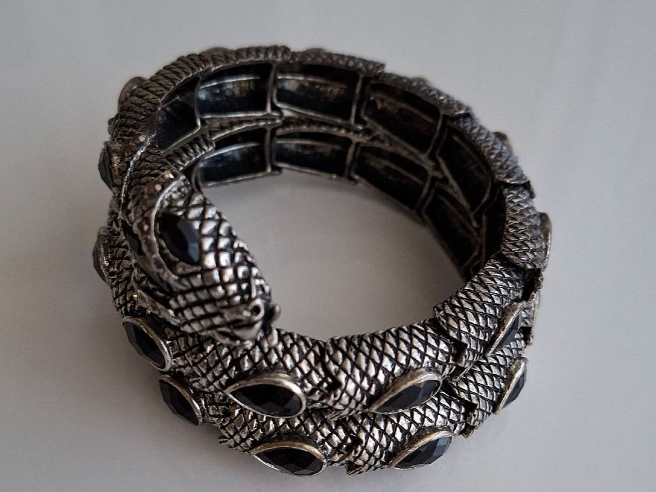 Bracelets: Bracelet Serpent Argenté Noir Statement Vintage Extensible – Neuf (Voir description) à Lutry par Sim_Sta 6