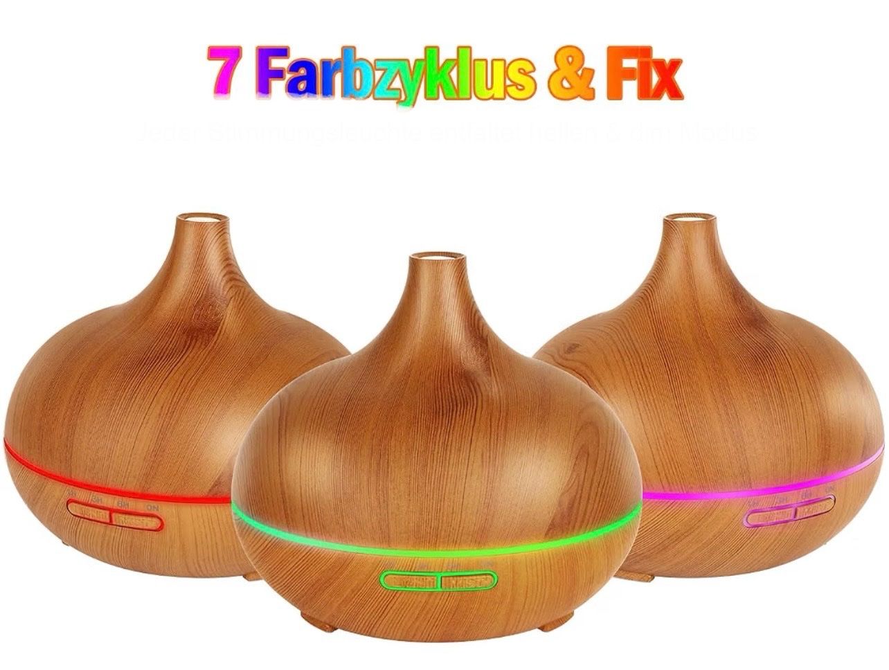 Duftöldiffusoren: Aroma Diffuser 550ml braun Holzoptik LED Licht – Neu und originalverpackt aus Basel von Seifehuesli 3