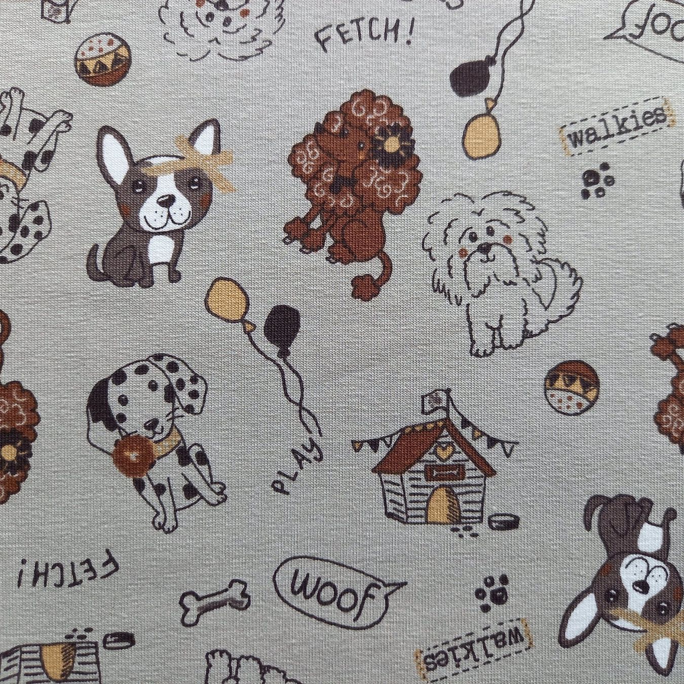 Tessuti: Jersey Hunde beige – Nuovo e nell'imballaggio originale da Winterthur venduto da Kimbana