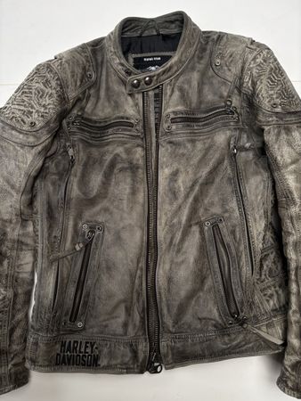 Harley Davidson Lederjacke Grau Groesse M Reissverschluss Re