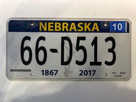 🇺🇸 ORIGINAL USA Nummernschild, Nebraska 66-D513