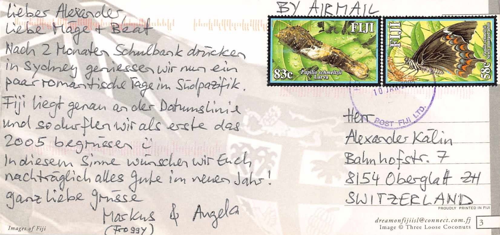Cartoline postali: FIDSCHI - alte Postkarte EXOTISCHES MOTIV – Usato da Lufingen venduto da Rac0 1