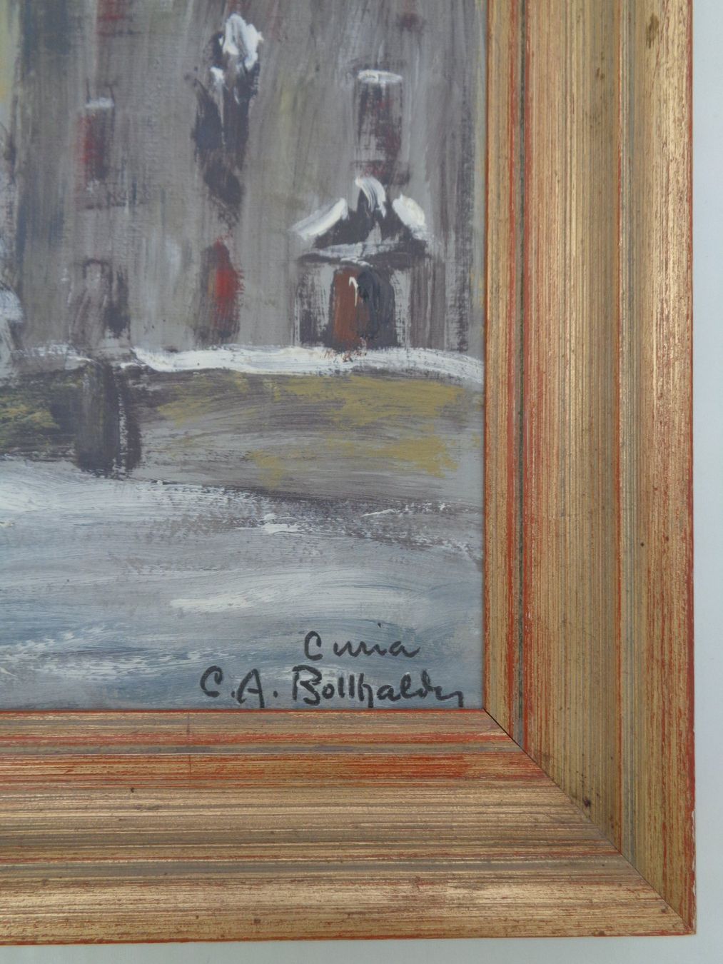 Dipinti: Gemälde - C.A. Bollhalder - Chur Hofturm im Winter 1938 – Usato da Chur venduto da omonia 1