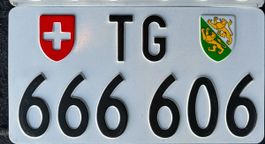 Schweizer Kontrollschild TG 666606 - Top Zustand!