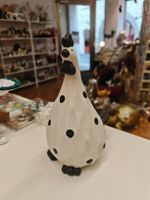 Keramik Henne / Huhn in Weiss / Schwarz