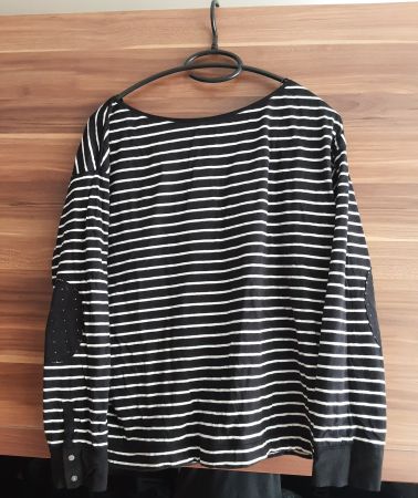 Langarmshirt edc gestreift schwarz weiss Grösse S