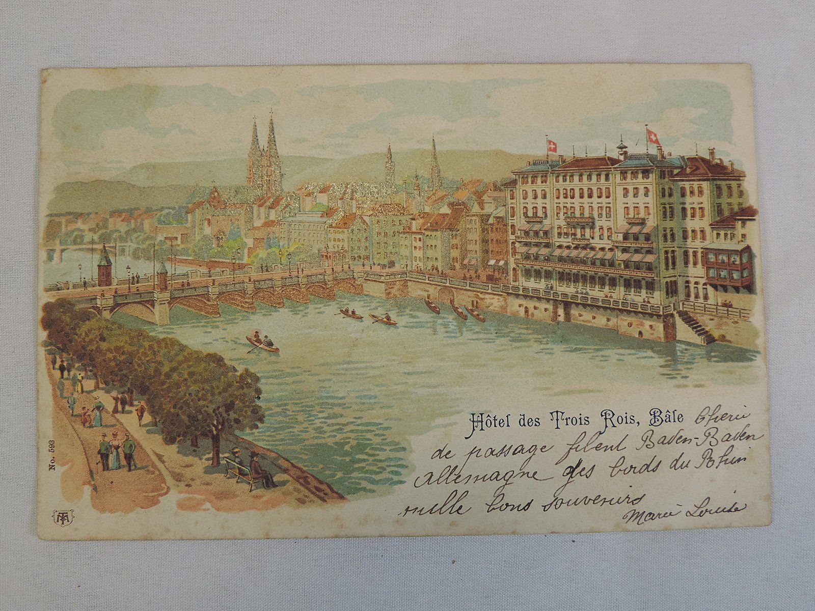 Ansichtskarten: Alte Ansichtskarte Hôtel des Trois Rois Basel – Gebraucht aus Duggingen von doogbua 2