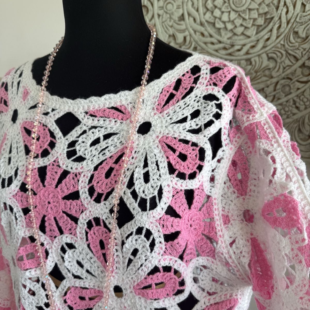 Maglioni & Felpe: Peace n‘love Häkel-Pullover pink weiss 1size – Nuovo (secondo la descrizione) da Wettswil venduto da toskana2002golf 3
