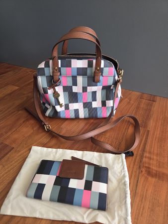 Fossil - Sac à main et porte-monnaie, multicolore, neuf!