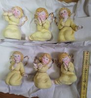 6 gelbe Weihnachtsengel, Sammlerstücke, Vintage, Top!