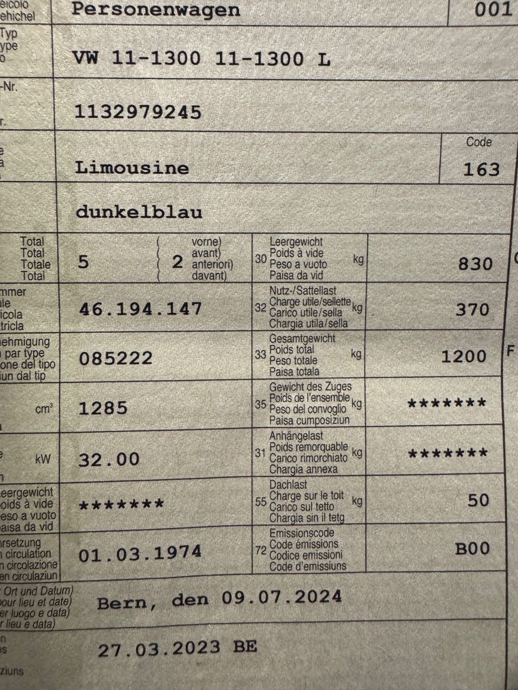 VW Automobili: VW Käfer 11-1300 – Usato da Frauenkappelen venduto da leola1973 9