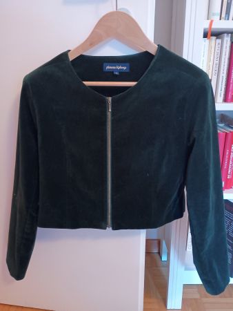 Kurze grüne Jacke aus Baumwollsamt