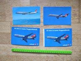 4 Postkarten: Swissair aus "Swissair 1931 1981"