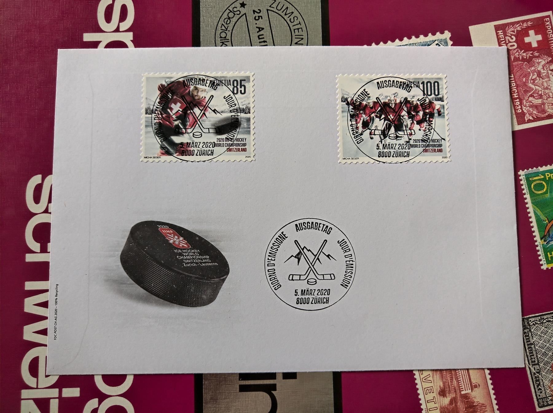 Tous les timbres: FDC aus Bogen Eishockey WM 2020, Voll-ET – Neuf (Voir description) à Rickenbach SO par Bytebull