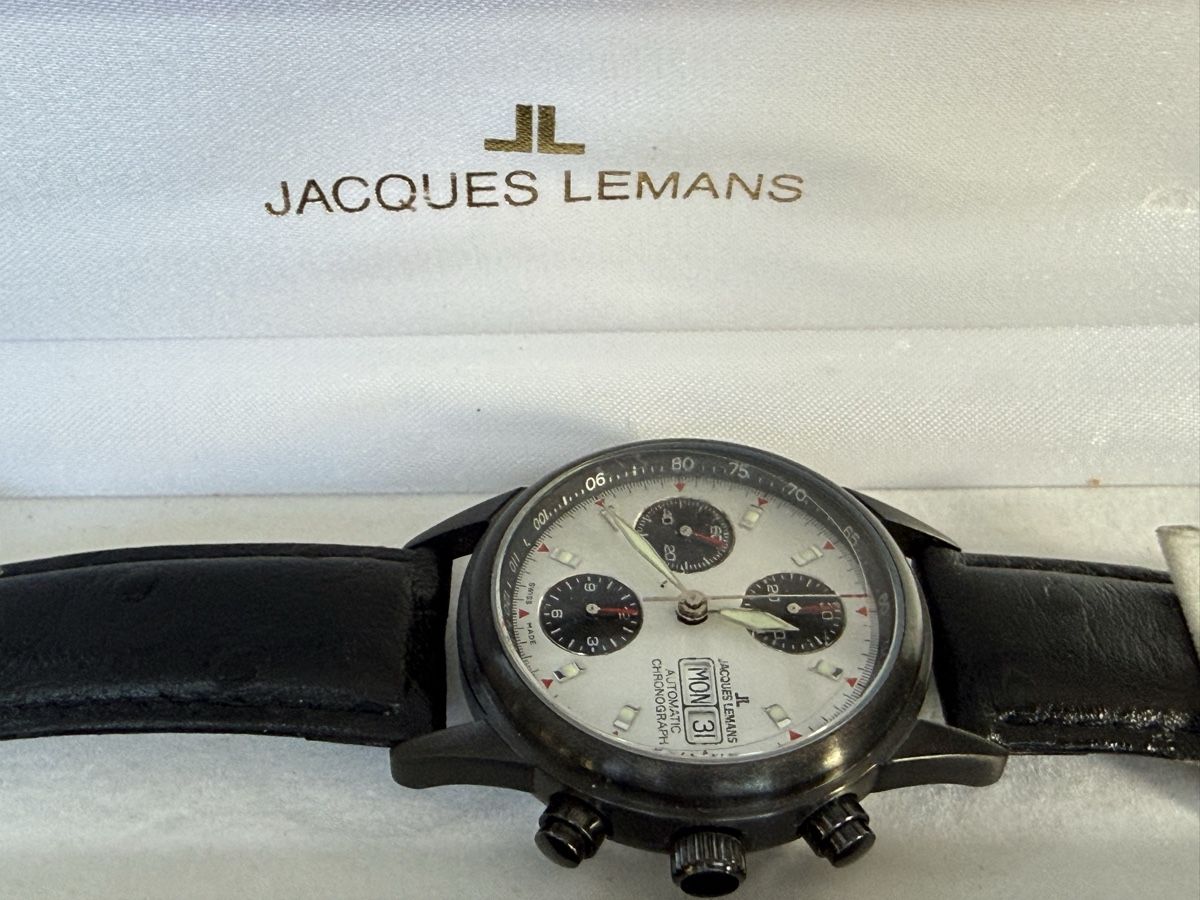Jacques Lemans Orologi: Jacques Lemans Automatik Chronograph schwarzes Armband – Usato da Wil SG venduto da F-Z-72 2