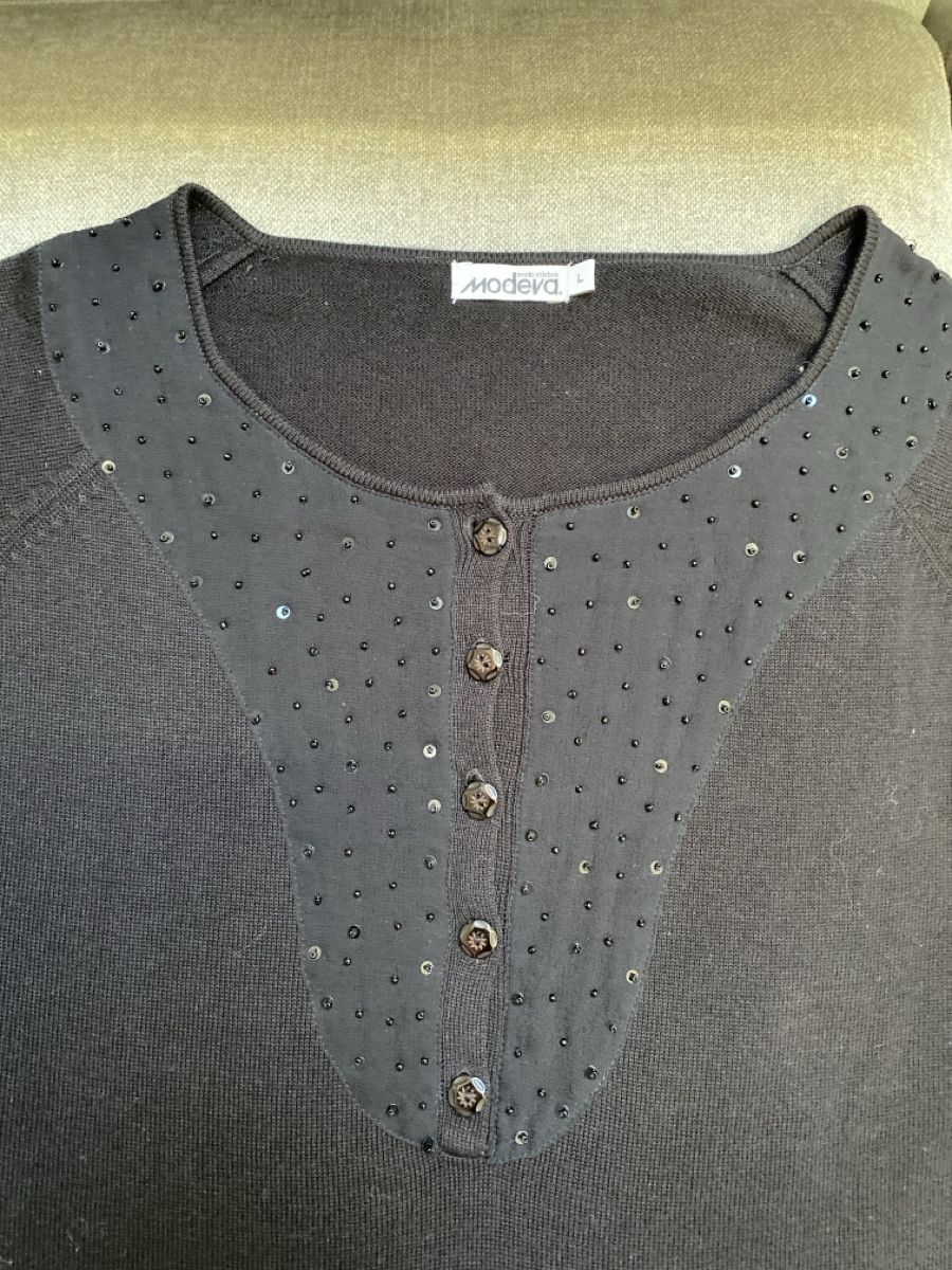 Pullover & Sweatshirts: Damen Pullover Modeva schwarz mit Pailletten Grösse L – Gebraucht aus Homberg b. Thun von Homata 4