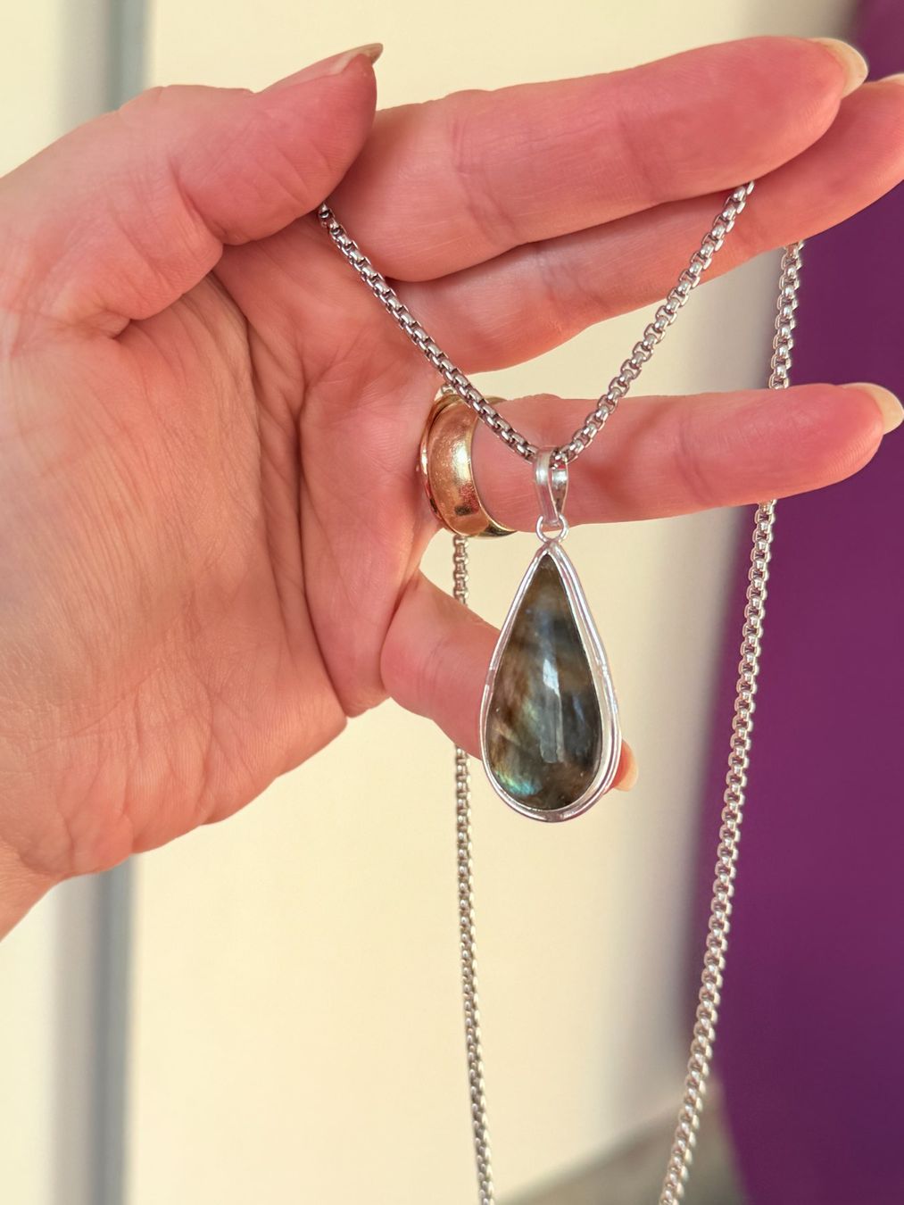 Catenine: Collier Labradorite  - Élégant bijou! – Nuovo e nell'imballaggio originale da Genève venduto da AGBERG 2