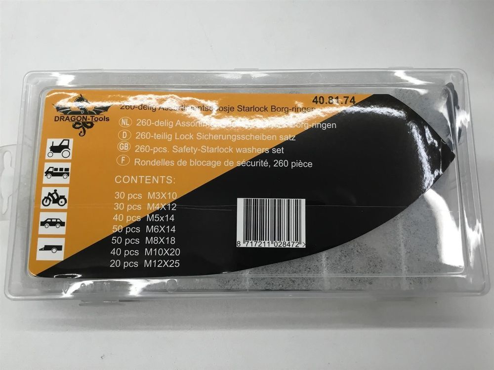 Zahnscheiben-Sortiment Sicherungsscheiben Set (aussen Gezahnt) 3 - 21mm