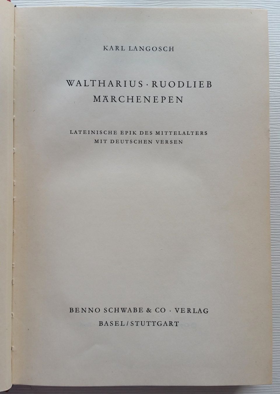 Libri: Waltharius / Ruodlieb - Märchenepen, Schweizer Ausgabe 1956 – Usato da Oberriet SG venduto da ganesh435 2