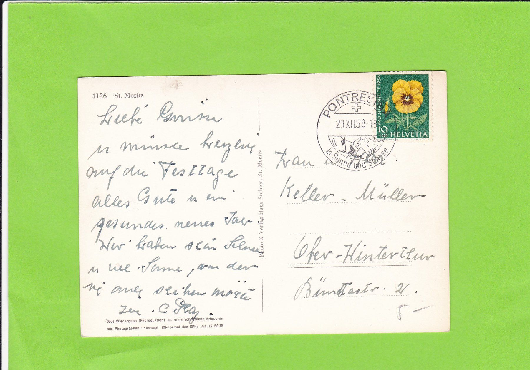 Cartes postales: St. Moritz-Skier-Rucksack – D'occasion à St. Peterzell par neckertal 1
