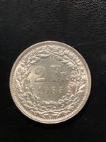 2 Schweizer Franken Silber 1965 Sehr Schön