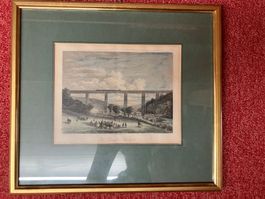 Stich koloriert Alboth Leipzig "The Crumlin Viaduct" 1850