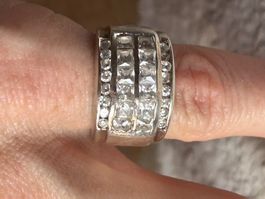 Funkelnder Vintage Ring mit Zirkonia Steinen, Silber (51)