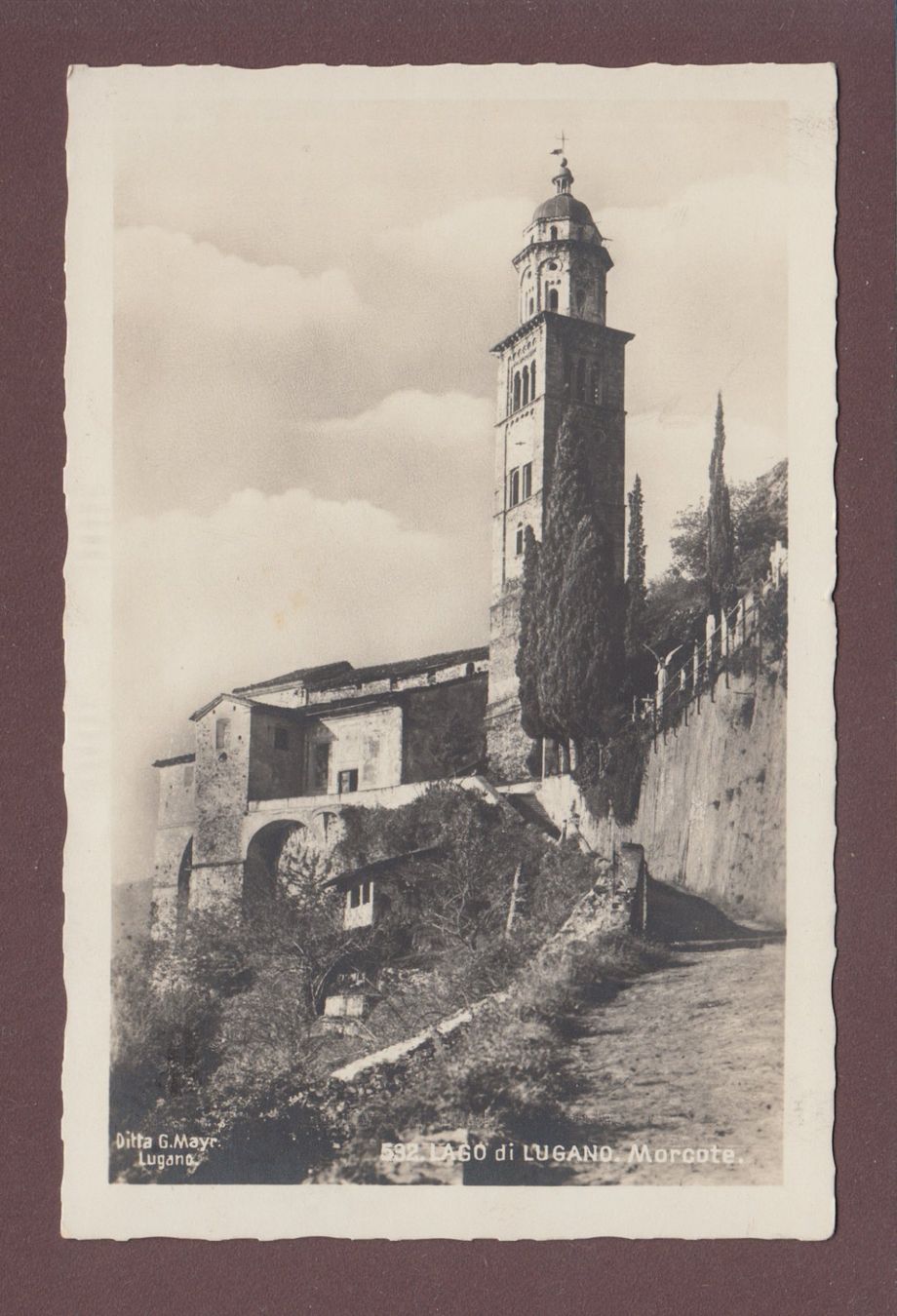 Cartoline postali: MORCOTE - Chiesa - 1929 – Usato da Pully venduto da nicecards