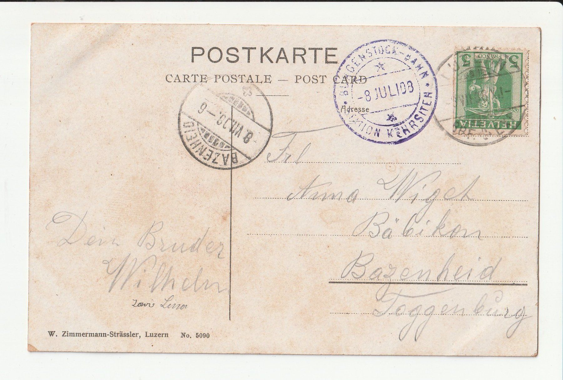 Cartoline postali: Bürgenstock – Usato da Rheineck venduto da rhynegg 1