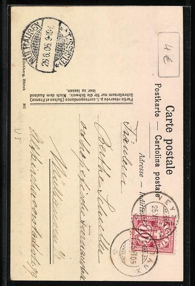 Ansichtskarten: AK Zermatt, Ortspartie, 1905 – Gebraucht aus Berlin von bartko-reher 1