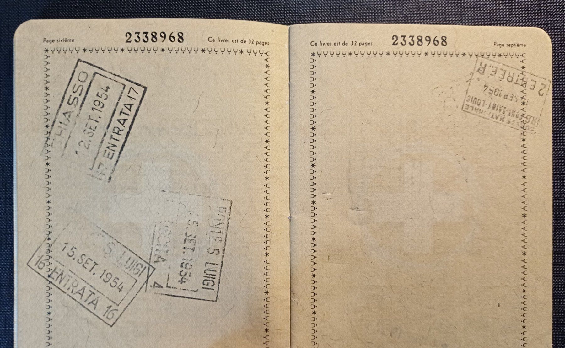 Documenti: Antiker SCHWEIZER PASS Zürich 1954 – Usato da Brittnau venduto da simionius 5
