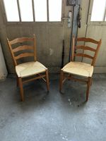 2er Set Holzstühle mit Strohsitz - Landhausstil Vintage
