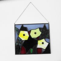 Grösseres Bleiglasbild mit Vogelmotiv, Handarbeit Jil 97