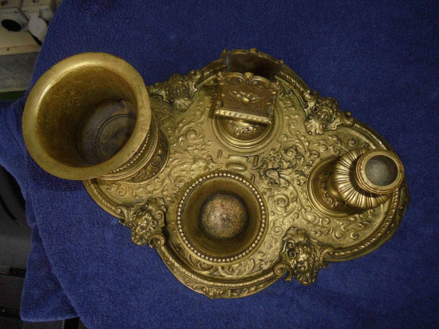 Portacandele: Antikes, grosses Raucherset, Bronze, ca. 1900-20 – Usato da Camorino venduto da Hunpete 3